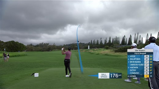 Max Homa drives the green to set up birdie at The Sentry