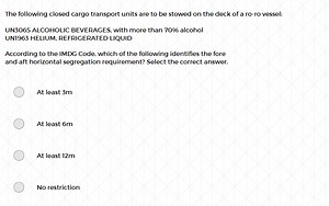 According to the IMDG Code, what is the fore and aft horizontal... | Filo