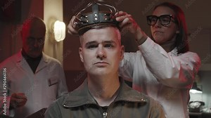 Testing on human brain in a sci-fi laboratory