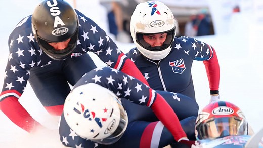American 4-man bobsleigh team Horn goes for a wild ride at St. Moritz World Cup