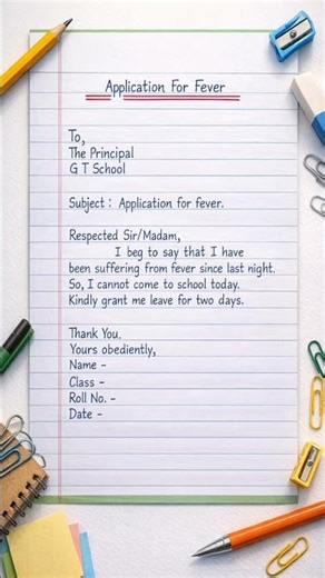 Application For Fever | Application For Sick Leave | Sick Leave Application | 2 Days Application