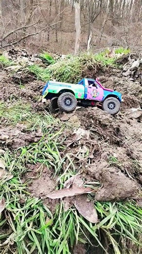 wpl c24 RC truck crawling thru the mud #rc #wpl #wplc24 #crawler #microcrawler #toyota #toyotahilux