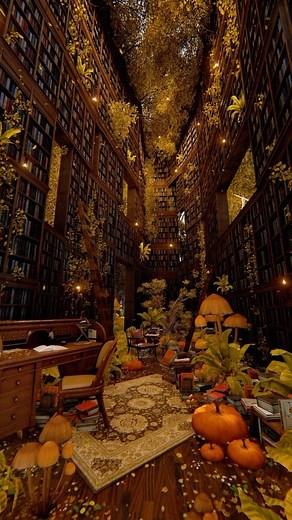 9GAG: Go Fun The World on Instagram: "Howl’s moving library🍂 📹 @rank.sss - #fall #pumpkin #autumn #books #forest #VFX #motiongraphics #render #reels #9gag"