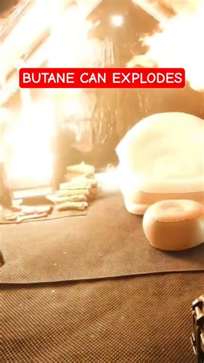 THE FORGOTTEN BUTANE CAN 💥 #explosion #fire #dangerous #insane #crazy #scary #camping #outdoors
