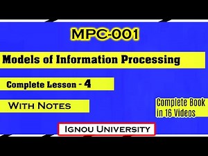 MPC-001 Lesson-4 Models of Information Processing (PDP Model ) MA Psychology IGNOU University