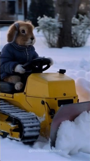 Tiny Animals Driving Snowplows ❄️ Most Satisfying Winter Cleanup Ever #shorts #viralvideo #animals