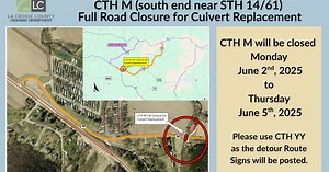 County Road M closed starting Monday