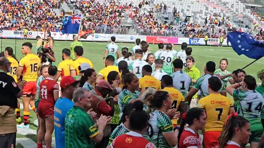 The stage is set! The mighty PNG Kumuls and Cook Islands Aitu take on the field in the second clash of the 2025 Pacific Championships! #PacificChampionships2025 #PNGKumuls #CookIslandsAitu #PacificPride | NBC News PNG
