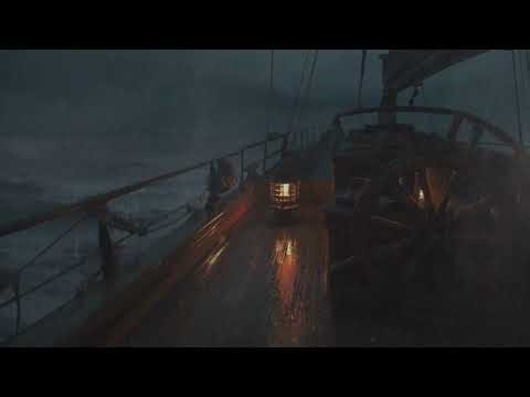 Wooden Boat in Ocean Thunderstorm | Heavy Rain & Waves for Deep Sleep and Relaxation