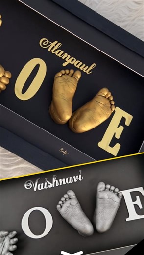 3D Hand & Foot casting | Luxe & personalized gifting | Hyderabad on Instagram: "Share this reel with us to know how you want to make one for your little one 🤍 Tiny hands shaped as L, tiny feet forming V — together spelling LOVE. A baby love frame that quietly captures how big your love already is. Handcrafted with care, made specially for babies in Hyderabad, this isn’t just a frame… it’s a feeling you’ll grow old with. Do you love it too?"