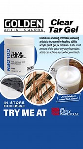 GOLDEN Clear Tar Gel medium is a 100% acrylic polymer dispersion colorless gel with an extremely resinous, syrupy, stringy, and tar-like consistency. Clear Tar Gel is created by the type of thickener used during the manufacturing process. This thickener gives the gel a long rheology, similar to the consistency of honey, which allows for better leveling and less brush-strokes. Try it the next time you visit our store. #artsupplywarehouse #artsupplies #shoplocal #AcrylicPaint #GoldenArtistColors #
