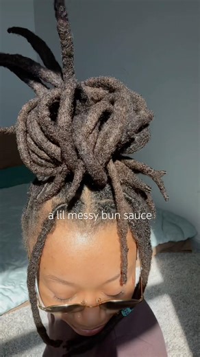 Messy bun on 36 locs #locs #thicklocs #locjourney