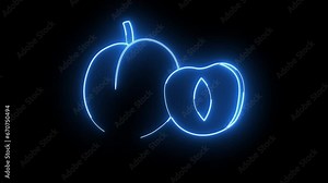 Animation of a peach icon with a glowing neon effect