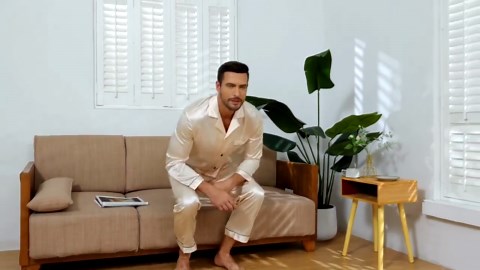 Mens Silk Pajamas Set Long Sleeve Satin Pajamas Set for Men 2 Piece Mens Button Down Pajamas Set with Long Pants Mens Silk Loungewear Sets with Pockets, S-XXL