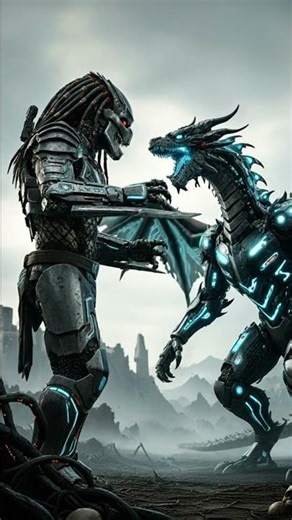 PREDATOR vs. DRAGON:😱 🔥⚔️💀 EPIC Crossover Fight! (30 Sec 4K) #shorts #predator #dragon