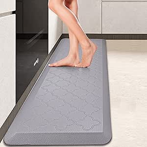 Anti Fatigue Floor Mat – 7/8 Inch Thick Cushioned Kitchen Mat, Non Slip Waterproof Ergonomic Comfort Mat for Kitchen, Office, Garage, Sink, Laundry (Grey, 17.3" x60"-0.87")