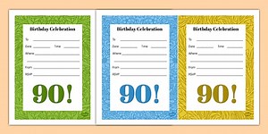 90th Birthday Party Invitations
