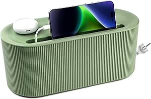 Cable Management Box,Desk Cord Organizer with Groove Cover,Plastic Cord Hider Box,Large Cable Box Organizer,Power Socket Management for TV/Computer/Router/Games Console Cable Storage (Green)