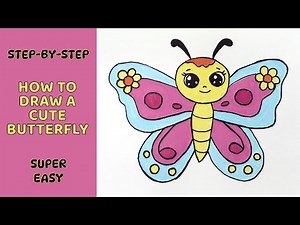 How to Draw a Cute Butterfly 🦋 Easy Step-by-Step Drawing for Kids! 🎨✨