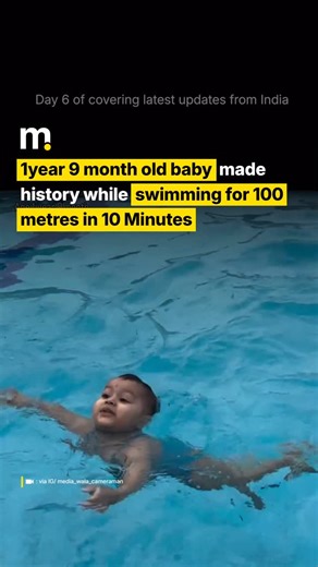 Mostly India 🇮🇳 on Instagram: "🏊‍♀️A 1 year 9 month old baby from Ratnagiri just made history by swimming 100 metres in 10 minutes, earning a place in the India Book of Records. The feat has caught national attention not just because of the distance but because of the child’s calm confidence in the water. Videos of the achievement show a tiny swimmer moving steadily across the pool while the crowd watches in disbelief. The family shared that the child began water training early and showed a n