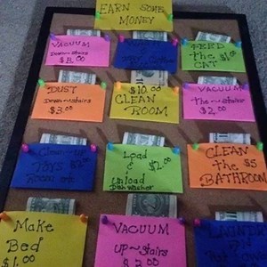 CHORE MONEY POCKET CHART...great idea! What do you think? | Kitchen Crafty Fun