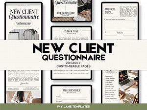 New Client Questionnaire Template | Virtual Assistant | Social Media Manager | Canva Templates | Client Onboarding | Business Templates - Etsy