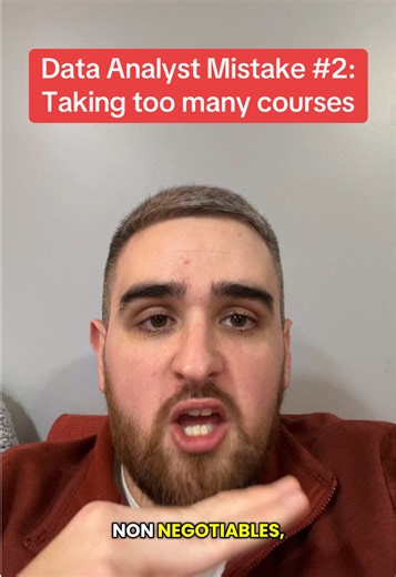Entry-level data analyst mistake No. 2: Taking too many courses #dataanalytics #dataanalyst #dataanalysis #breakintotech #greenscreen