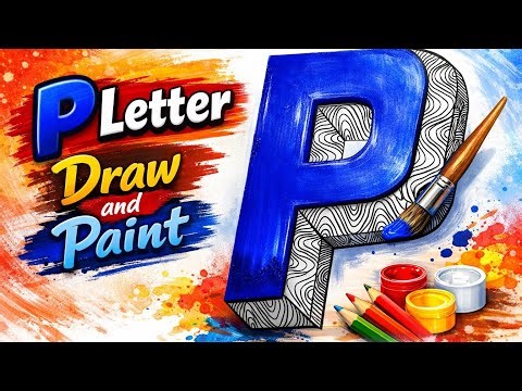 P letter draw and paint in 3d / How to draw P letter in 3d #letter #art #drawingvideo