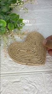 Create beautiful and eco-friendly heart-shaped jute coasters with this simple DIY tutorial! 💛#diy