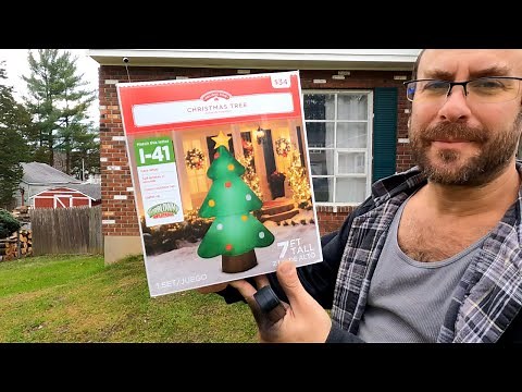 Unboxing Review & Setup Walmart Gemmy Airblown Inflatables 7 Foot inflatable Christmas Tree