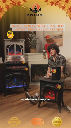 R.W.FLAME Electric Fireplace Heater 12 Flame Colors/ 4 Flame colors, 25