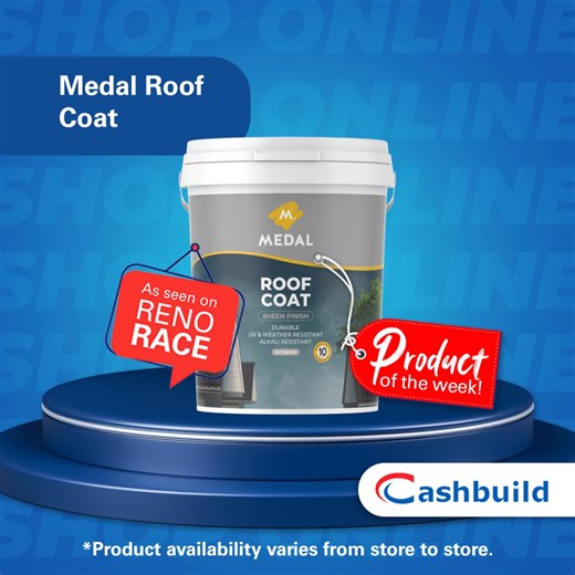 25K views · 114 reactions | As seen in episode one of Reno Race, Medal Roof Coat is the trustworthy choice to provide exterior durability, alkali resistance and protection against the harshest elements for your roof and home. Visit your Cashbuild online or instore to shop Medal paint products. #ProductOfTheWeek #Cashbuild #HomePride​ *Product availability varies from store to store. | Cashbuild | Facebook