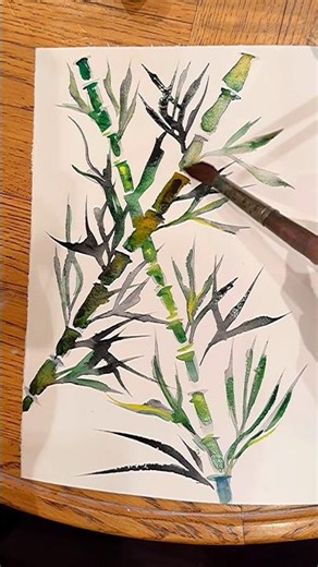 🎍Tutorial: How to Draw Bamboo with Watercolor Brushes | Easy Drawing
