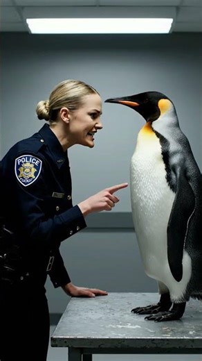 Police woman interrogate a suspicious penguin but she refused to confess #ihateluvstorys