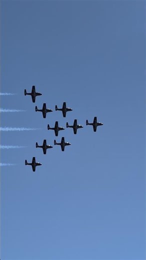 Canadian Forces Snowbirds aerobatics team performing an aerial demonstration in a V-formation #2025