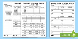 Year 6 Rounding to 1000 and 10 000 Differentiated Worksheet Pack
