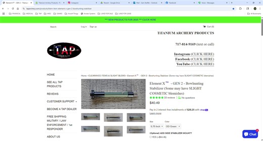 CLEARANCE SECTION on the TAP website has many GREAT DEALS including Element X Stabilizers, String Stops & Cable Slides among many other items. $$ SAVE $$ https://taparchery.com/collections/discontinued | TAP Archery | Facebook