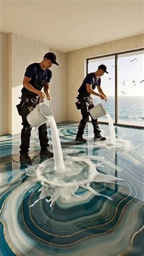 THIS FLOOR IS JUST CRAZY😱Luxury Marble EpoxyFloor #epoxyfloor #epoxyresin #renovation #diybuild #diy