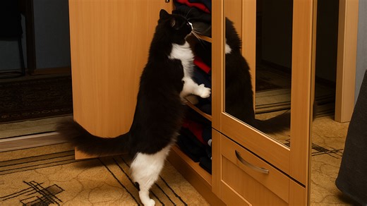 What is this cat looking for in the closet