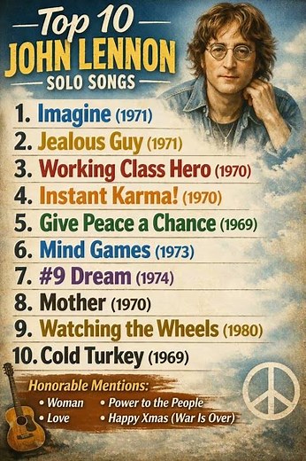 The Top Ten John Lennon Solo songs of all time