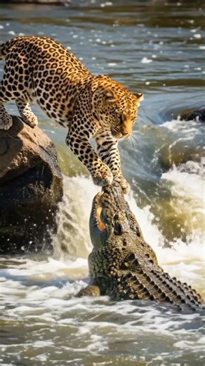 USSK Animals | Animal Facts on Instagram: "Leopard vs Crocodile above the River 🐆🐊💦 #leopardvscrocodile #wildlifefaceoff #animalbattle #wildlife"
