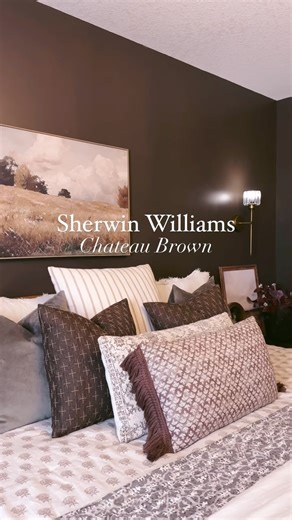 Kady Hobbins on Instagram: "Bookmark this paint colour for your next moody, Studio McGee or Chris Loves Julia-inspired home project. @sherwinwilliams Chateau Brown is chocolatey and rich paint with just a hint of purple/maroon undertones. 🎨 Paint ideas | home decor | home renovation | modern farmhouse | traditional | paint colors | paint colours"