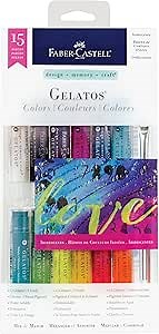Faber-Castell Gelatos Colors Set, Iridescents - Water Soluble Pigment Crayons
