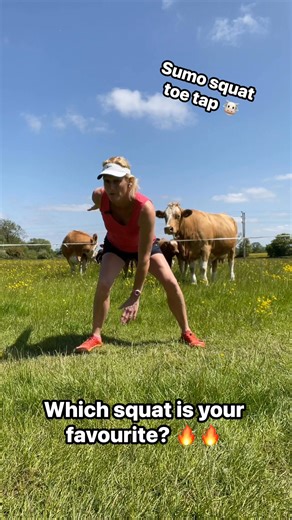 🐄 are mesmerised 😂 I love a squat with a variation, these 3 add value & raise your ♥️ rate. 👉 Squats are needed to remain functional, strong, balanced & mobile. ✅ 30 reps of each (repeat twice). #squat #squatchallenge #squatvariations #SaturdayMotivation | Train with Jules