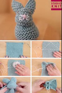 Knit a Bunny from a Square from my easy knitting pattern! From just a knitted square, you will enjoy making a stuffed softie animal shape of a Bunny. Get step-by-step instructions https://www.studioknitsf.com/how-to-knit-a-bunny-from-a-square-for-easter/ | Studio Knit