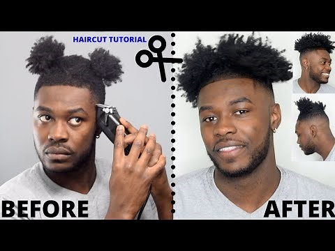 HOW TO CUT YOUR OWN HAIR! | Black Men's Curly High Top Fade Haircut Tutorial