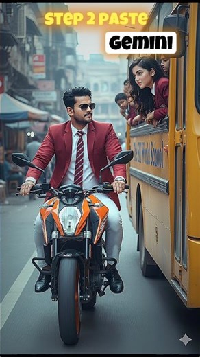 🤯 Man on Bike Spots Crush – Gemini Ultra-Realistic Edit #shorts