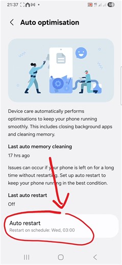 Auto restart your phone at midnight - schedule restart - Samsung galaxy A25 Android Mobile