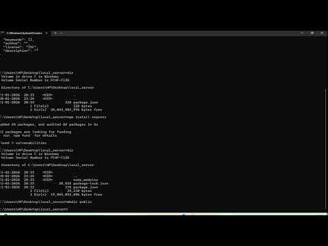 Local deployment node backend server js express on PC Laptop