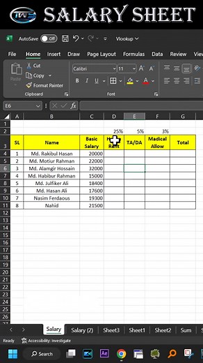 887K views · 10K reactions | Salary Sheet using MS Excel short cut | Microsoft Excel tips and Tricks interview Question #short #shortvideo #reels #reelsvideo #reelsinstagram | Tech With Sumon | Facebook
